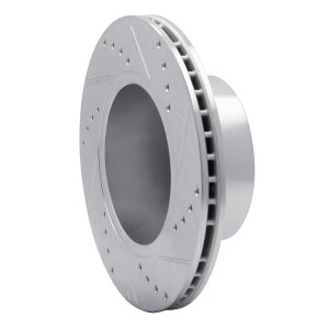 Land Rover Discovery Brake Rotor (1) - Front Left - R1 Concepts - Drilled & Slotted - Silver - `99-`04